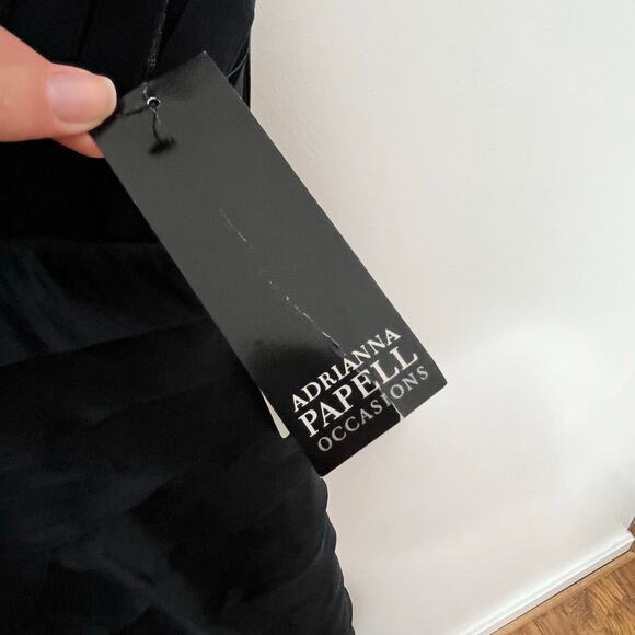 Adrianna Papell Cap Sleeve Maxi Dress Gown 10 Navy Formal Mother Of The Bride - Picture 5 of 11